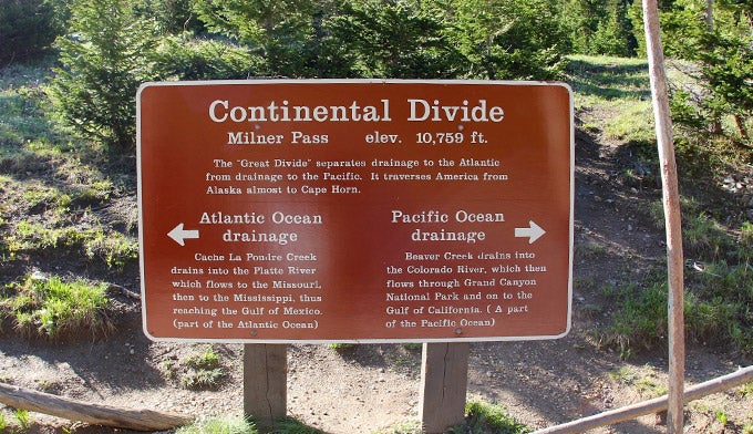 "Continental Divide Sign at Milner Pass in Colorado"
