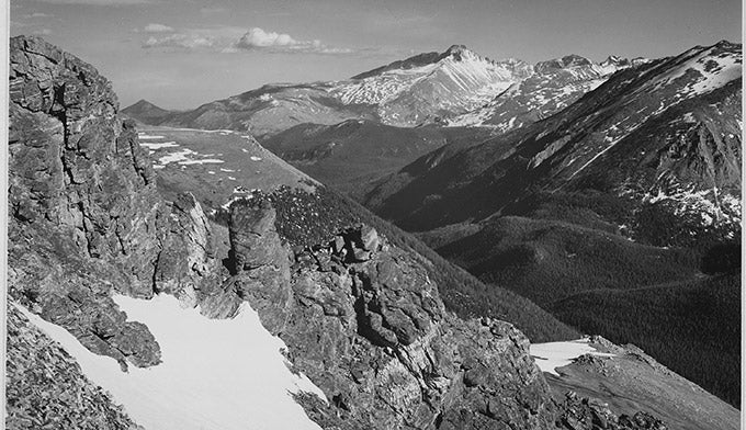 "Longs Peak in Rocky Mountain National Park by Ansel Adamx"