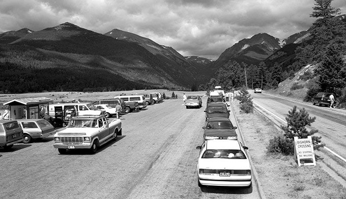 "Bighorn Crossing on Fall River Road in 1968"