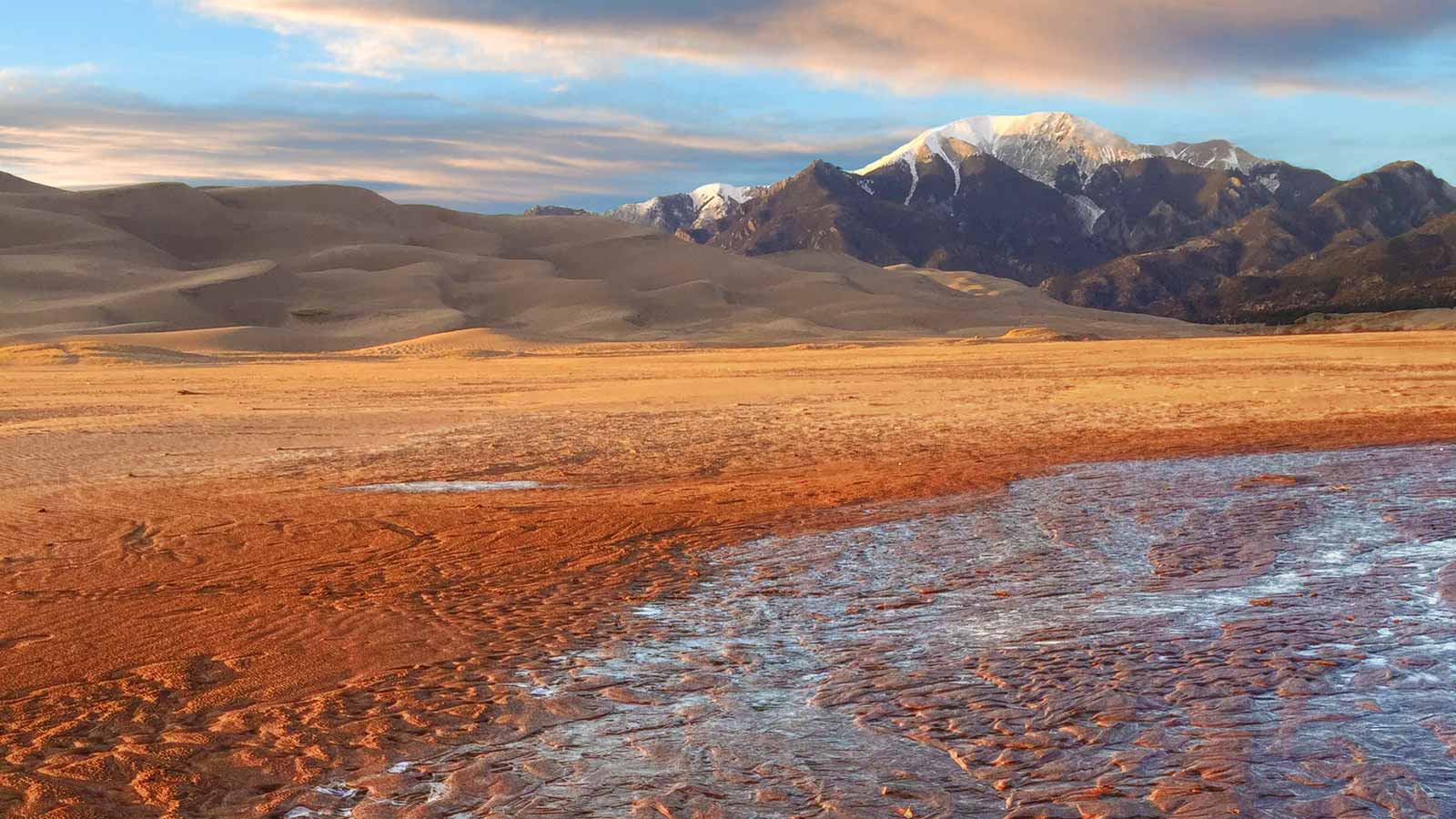 Sunset at Great Sand Dunes National Park and Medano Creek