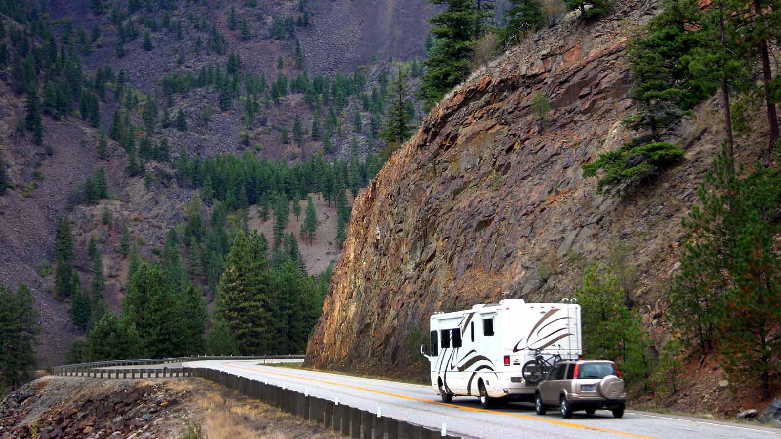 RV on a mountain road